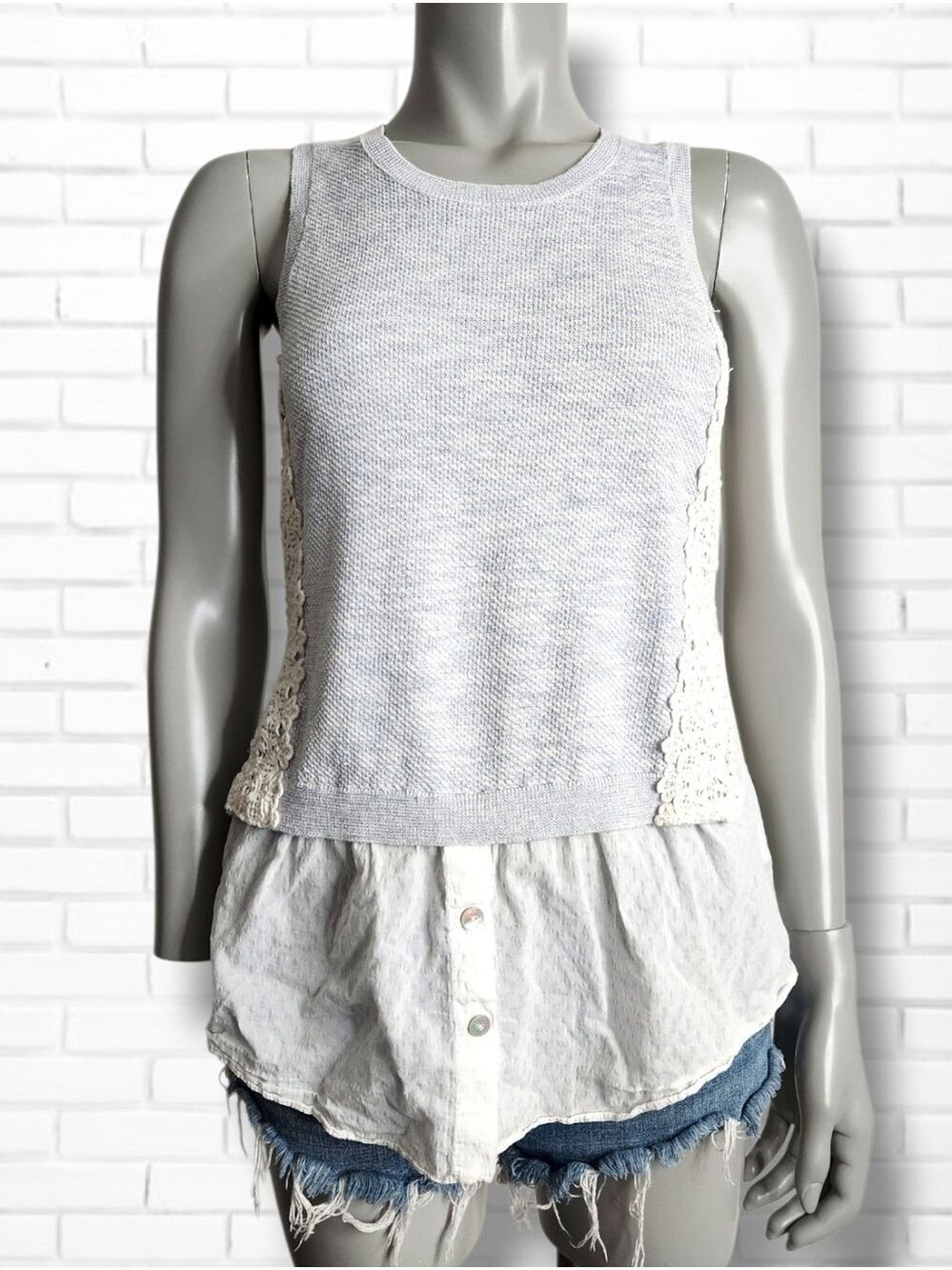 Anthropologie X Moth Inari Lace Detail Sleeveless Sweater Tank Top Size S